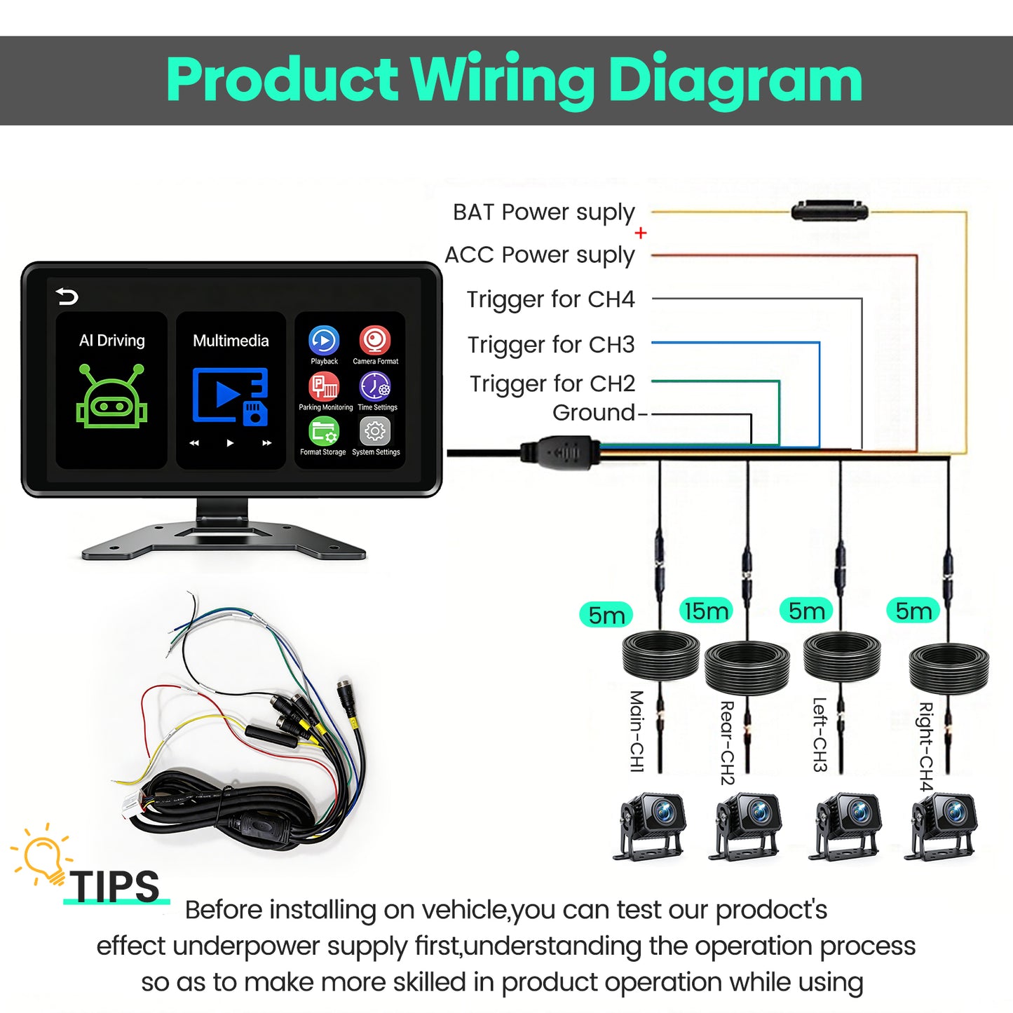 Magnetic Solar Wireless Backup Camera
